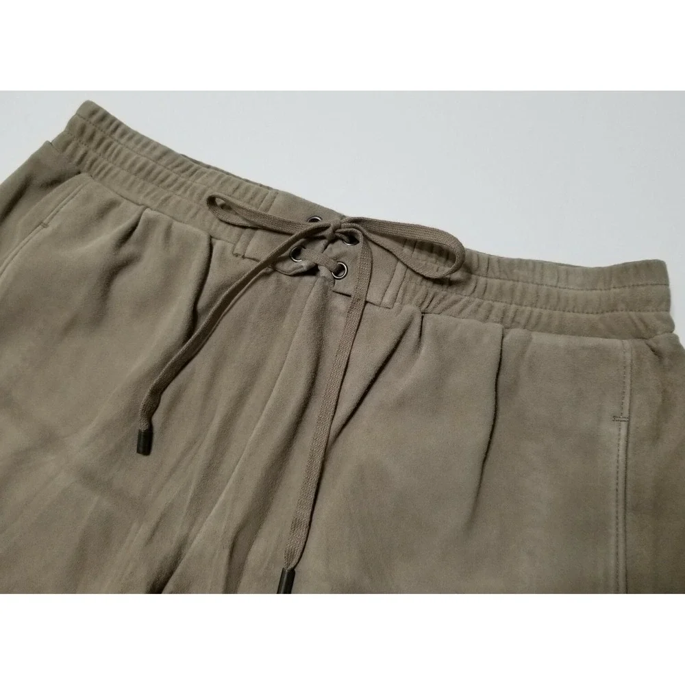 Vince Suede Leather Drawstring Boxer Shorts Concrete Beige NWT Size S $425 - Picture 7 of 11